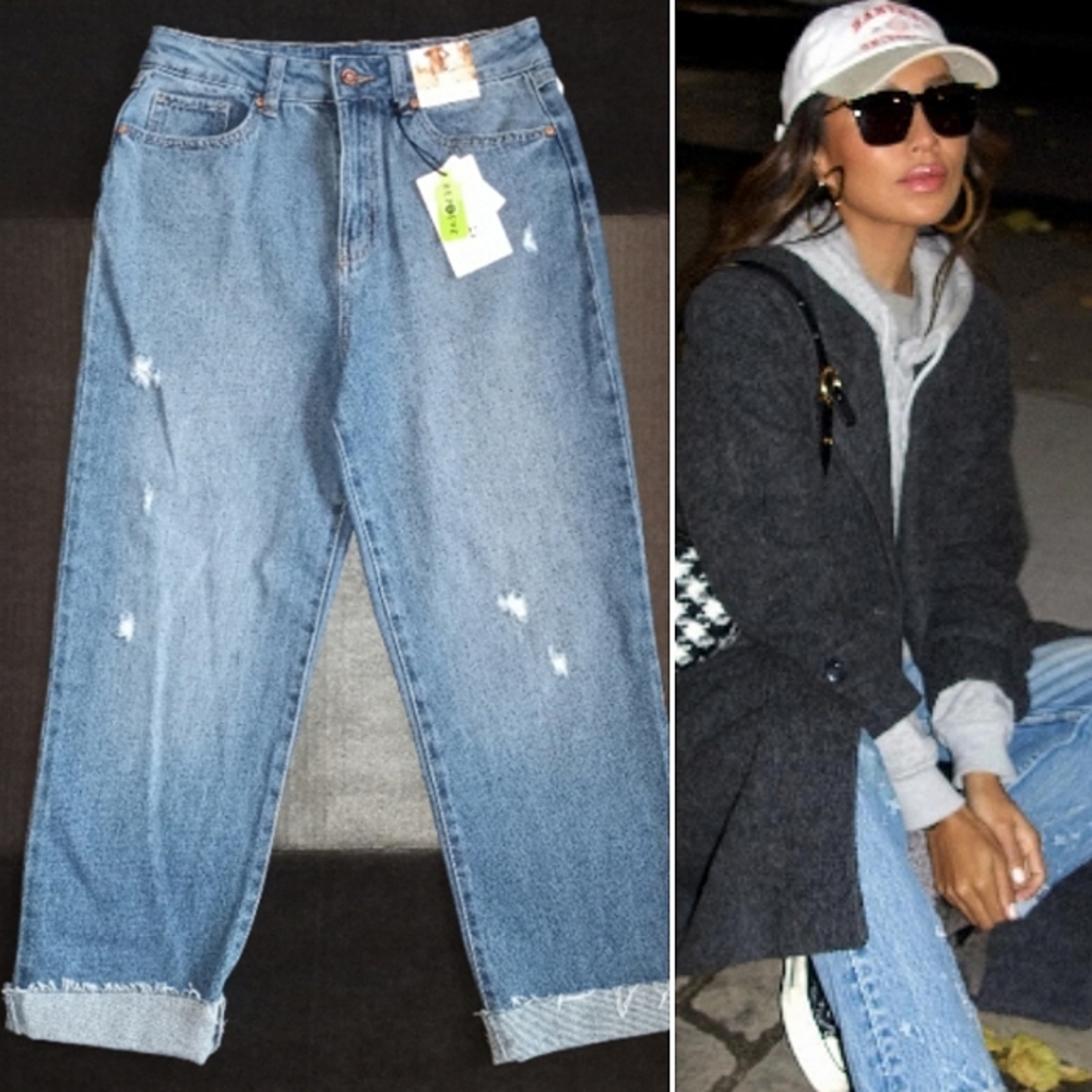 7/28 Sincerely Jules Mom Stovepipe Jeans Distressed